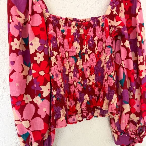 Free People Ariana Printed Top long sleeves cuffed in Party Combo - Picture 7 of 8